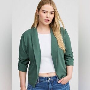 Torrid Textured Crepe Shawl Collar Blazer In Dark Forest Green Size 1X